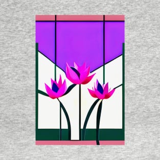 Lotus Flowers- Abstract- Stained Glass T-Shirt
